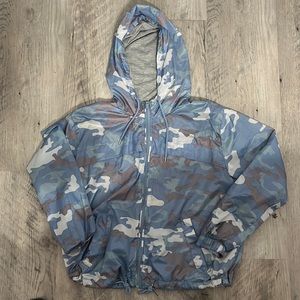 Blue Camo Hooded Windbreaker